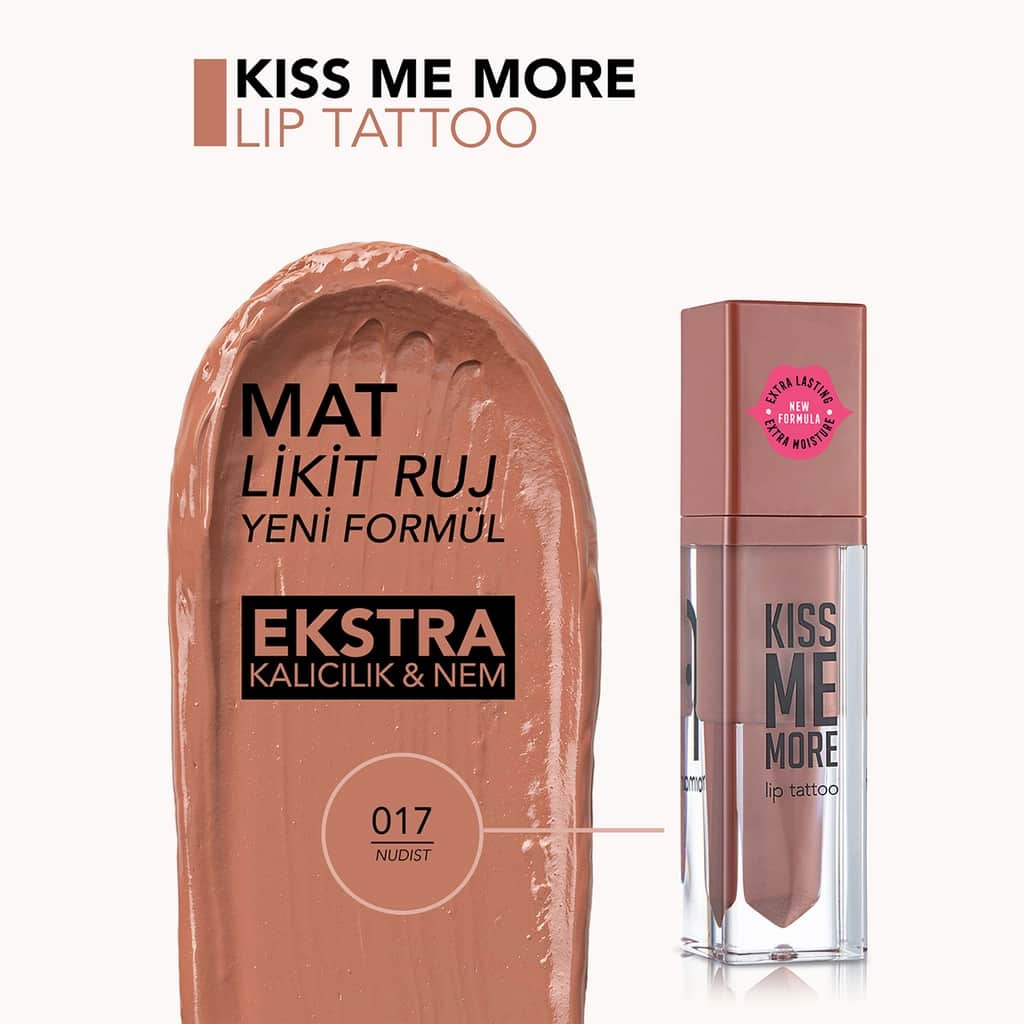 Flormar Kiss Me More Extra Long-lasting Liquid Matte Lipstick 017 nudist - 4