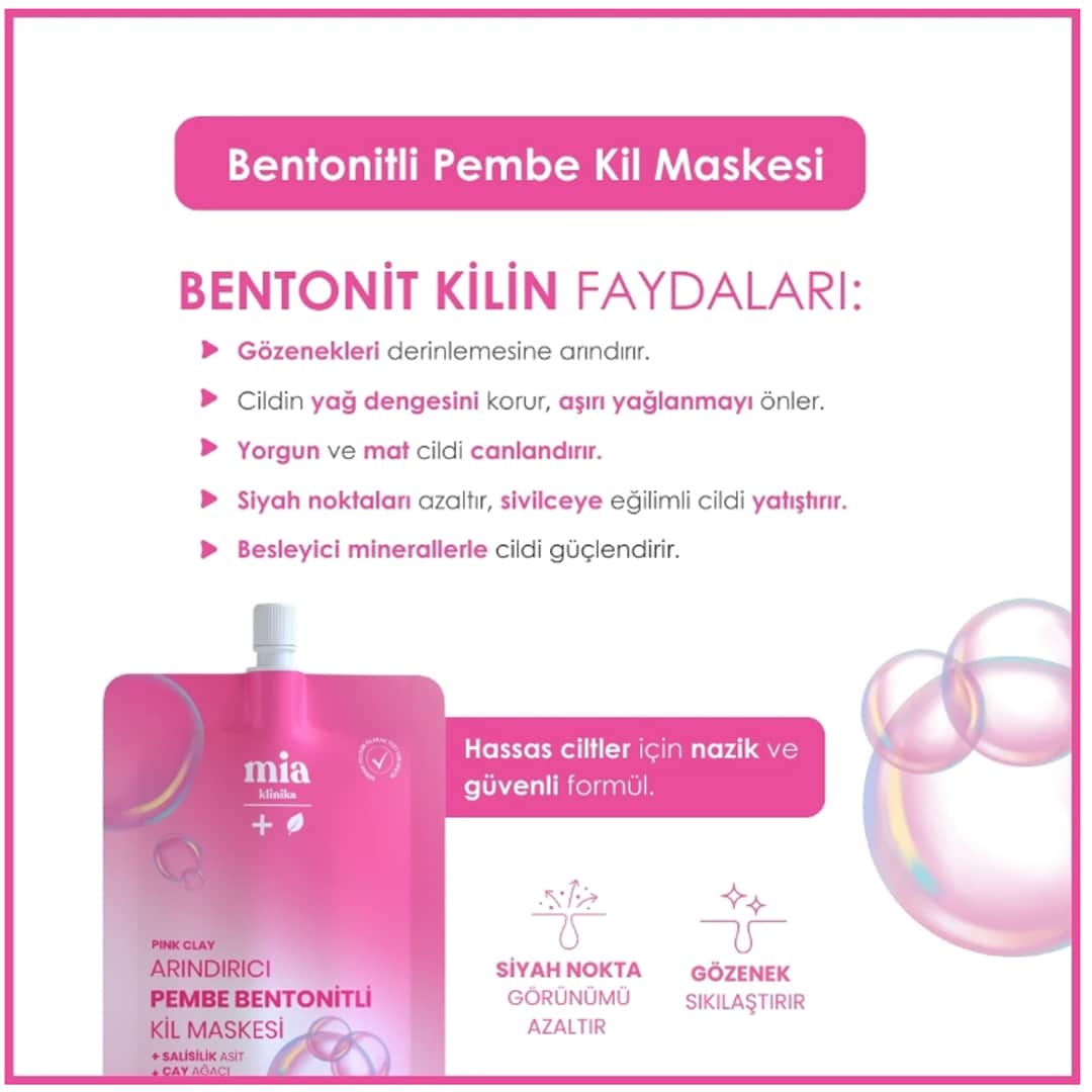 Mia Clinica Pink Bentonite Clay Mask for Blackhead Removal and Pore Tightening - 15 ml - 4