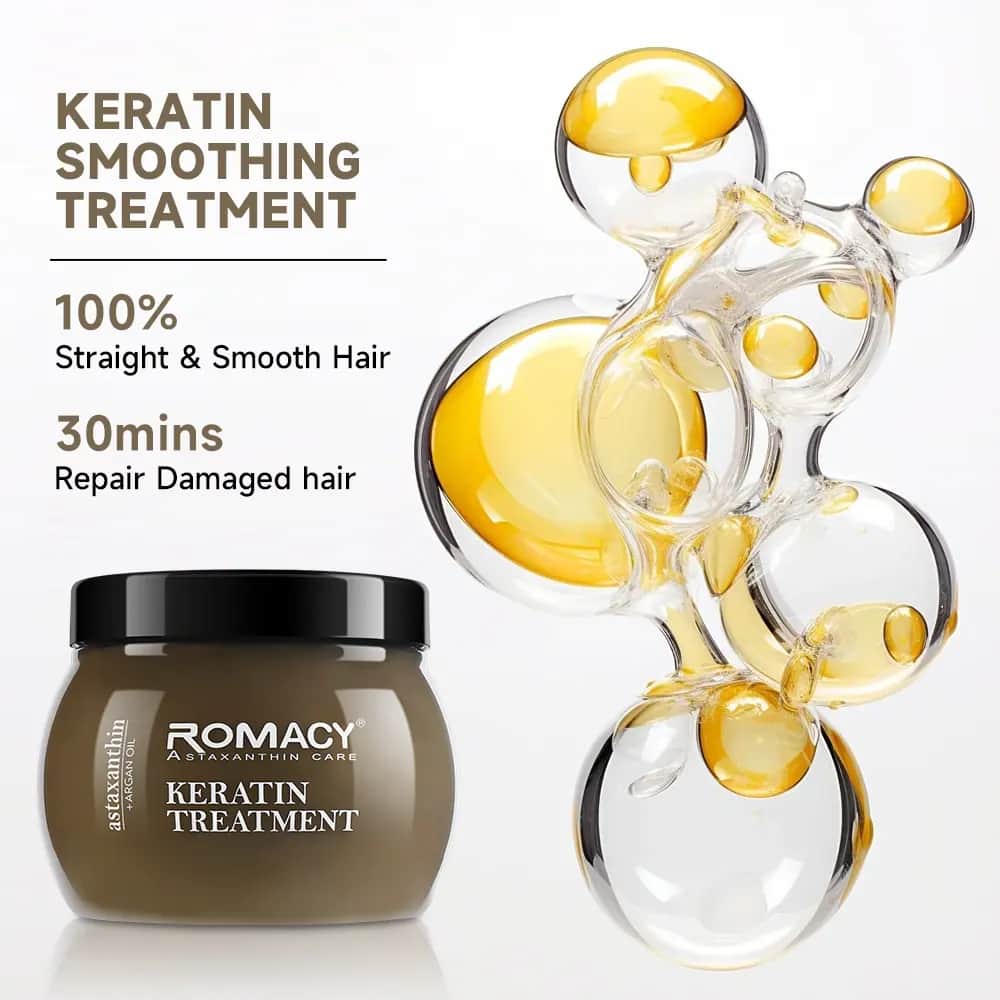 Keratin Treatment Mask with Argan Oil Enhanced with Astaxanthin from Romasi – 500 ml - 4