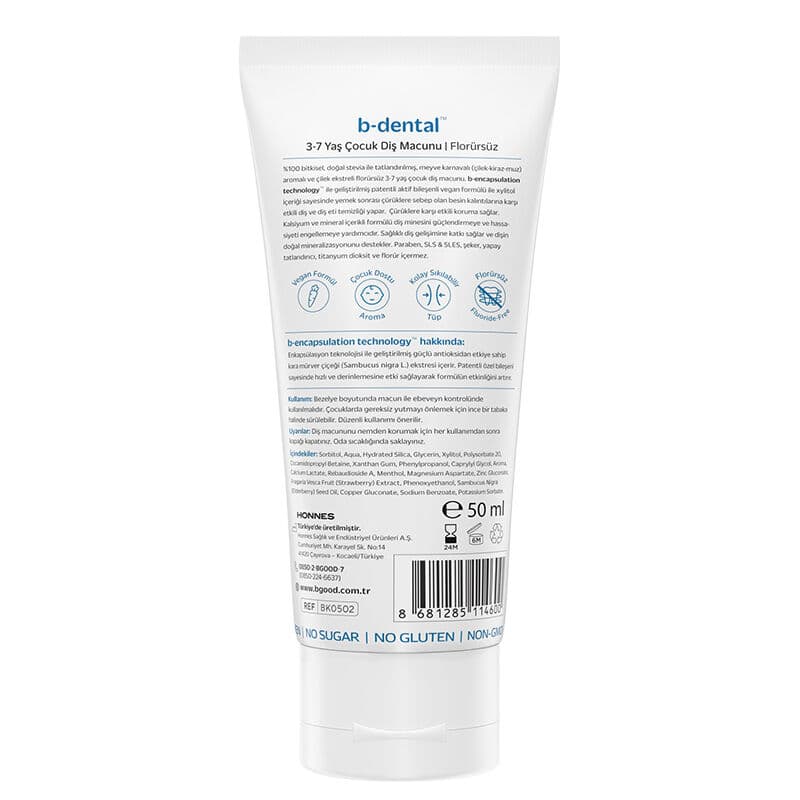 B-good B-dental 3-7 years Old Children's Toothpaste Fluoride-free Fruit Carnival 50 ml