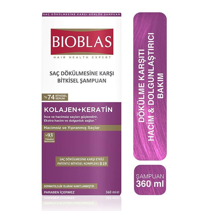 Bioblas Anti Hair Loss Shampoo Collagen + Keratin 360 ml - 1