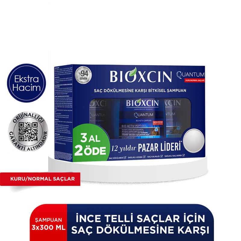 Bioxcin Quantum Anti Hair Loss Shampoo For Dry To Normal Hair 3 x300 ml - 2
