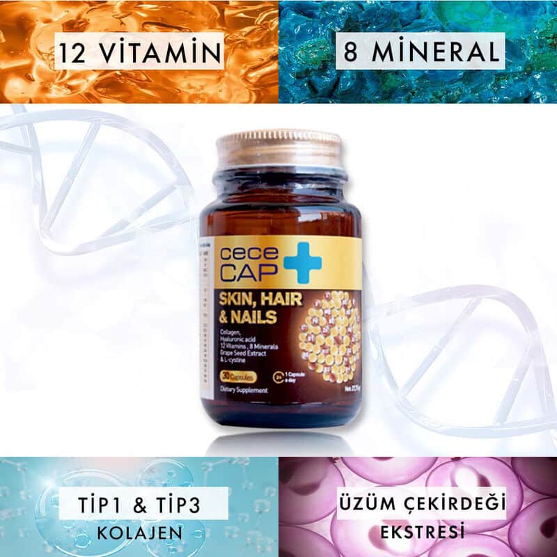 Cececap Skin Hair Nails Food Supplement 90 capsules - 2