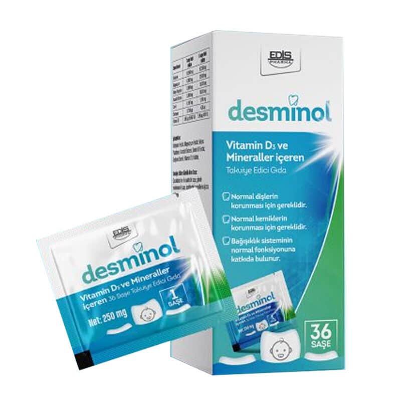 Edis Pharma Desminol Food Supplement Containing Vitamin D3 and Minerals 36 sachets - 1