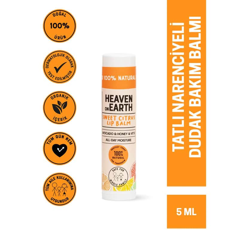 Heaven On Earth 100% Natural And Organic Lip Balm 5 gr - Sweet Citrus - 3