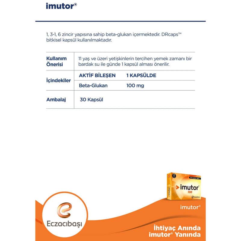 İmutor Beta Glukan 100 mg 30 capsule - 2