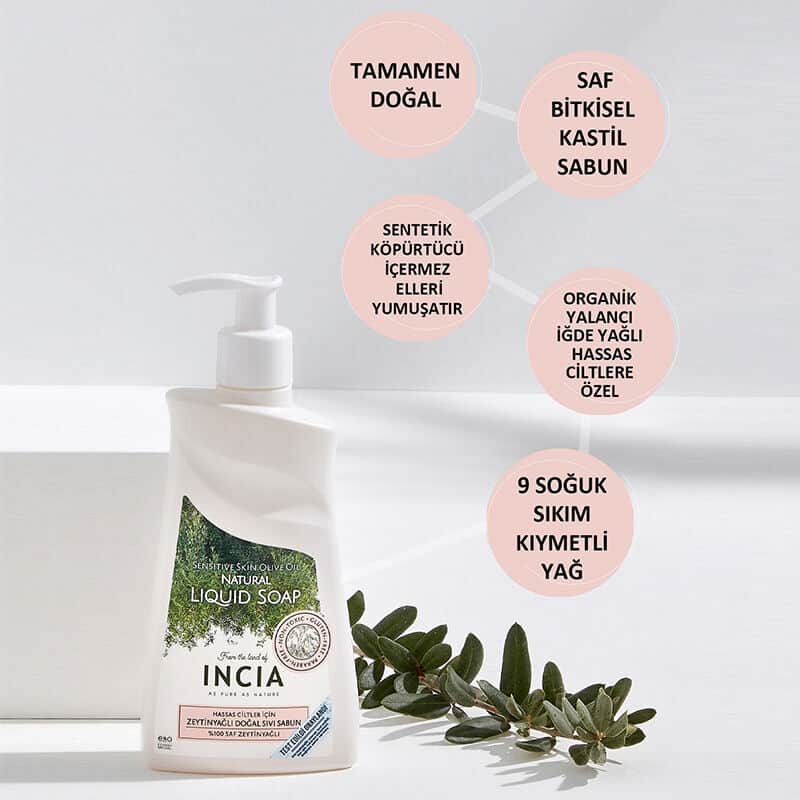 Incia Olive Oil Natural Liquid Soap For Sensitive Skin 250 ml - 3