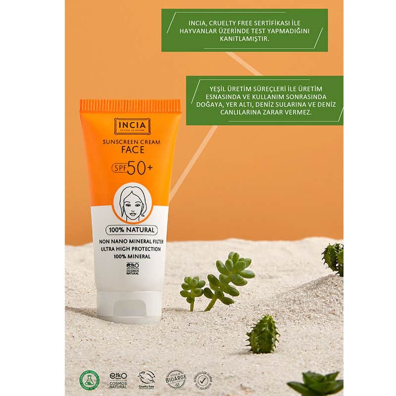 Incia 100% Natural Sun Cream For Face 50 spf 50 ml - 2