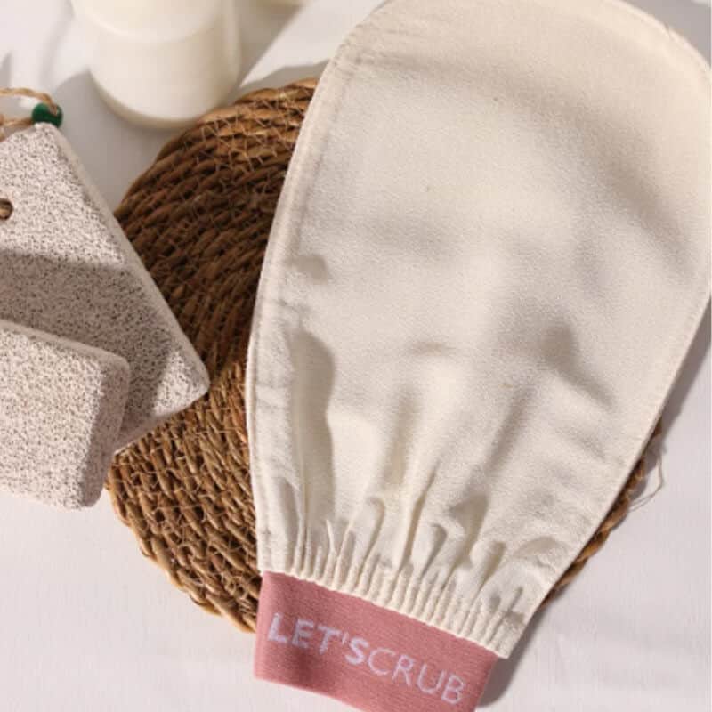 Letscrub 100% Flush Silk Bath Glove Ecru 15 x26 cm - 2