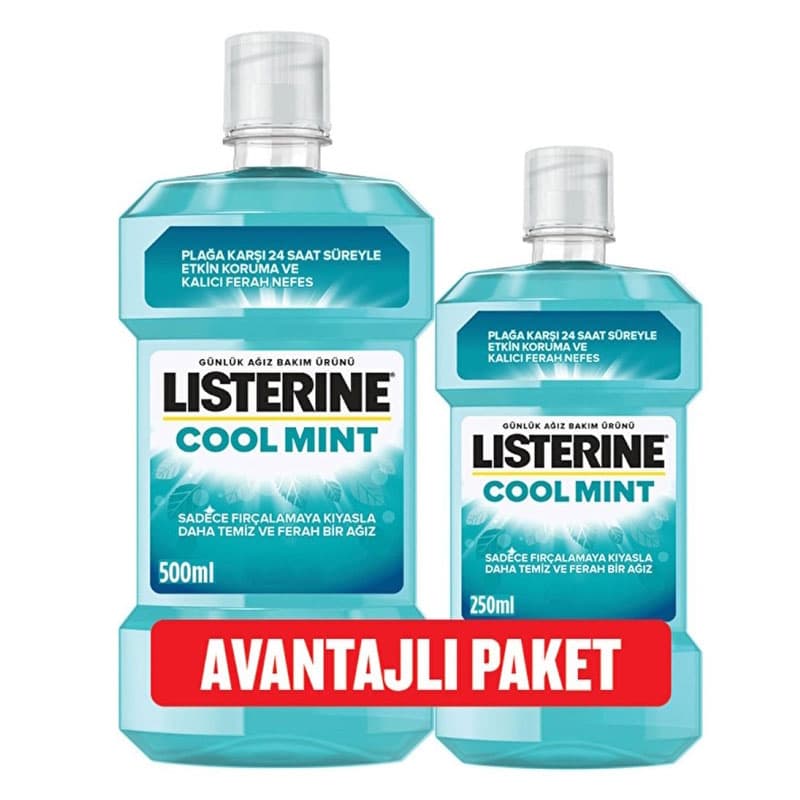 Listerine Cool Mint Mint Flavored 500 ml + 250 ml - Advantageous Package