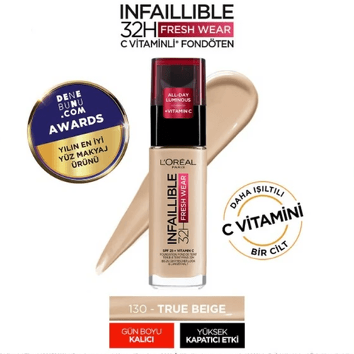 L'Oréal Paris Infaillible Fresh Wear Vitamin C Foundation 130 true Beige - 2