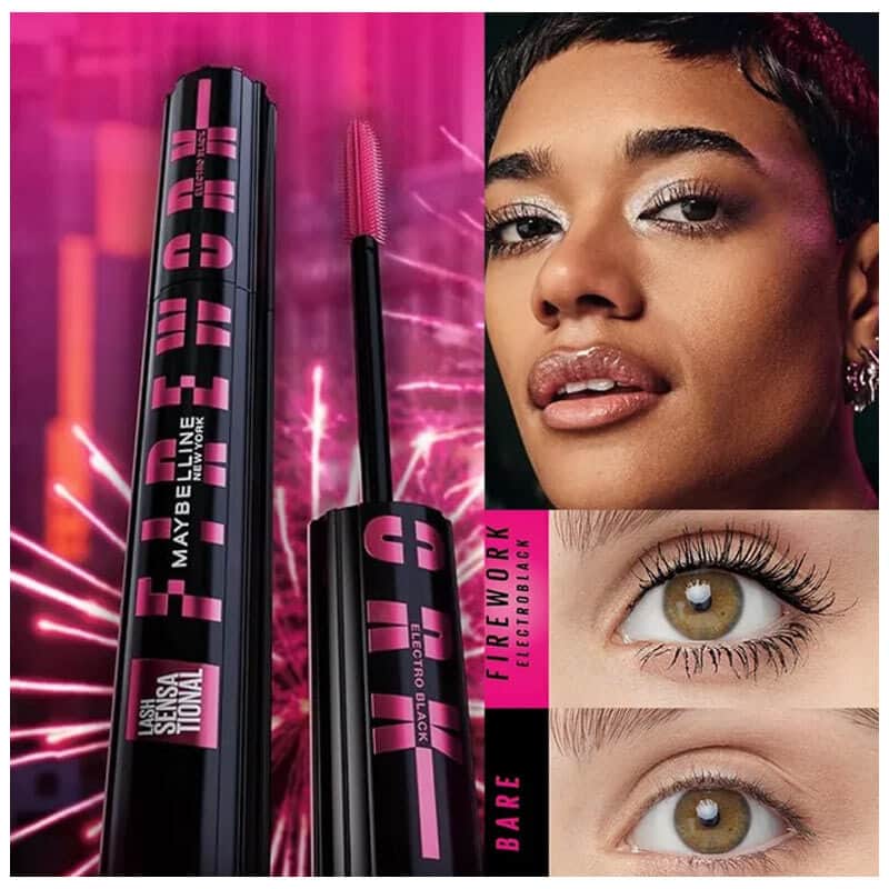 Maybelline Firework Electro Black Mascara - 360° Volume & Shine - 4