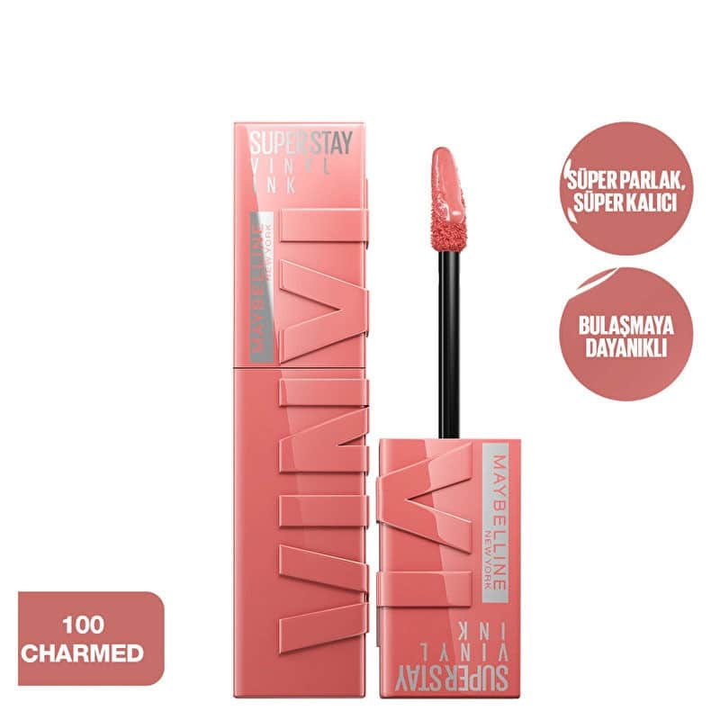 Maybelline New York Super Stay Vinyl Ink Liquid Shiny Lipstick - 100 charmed - 2