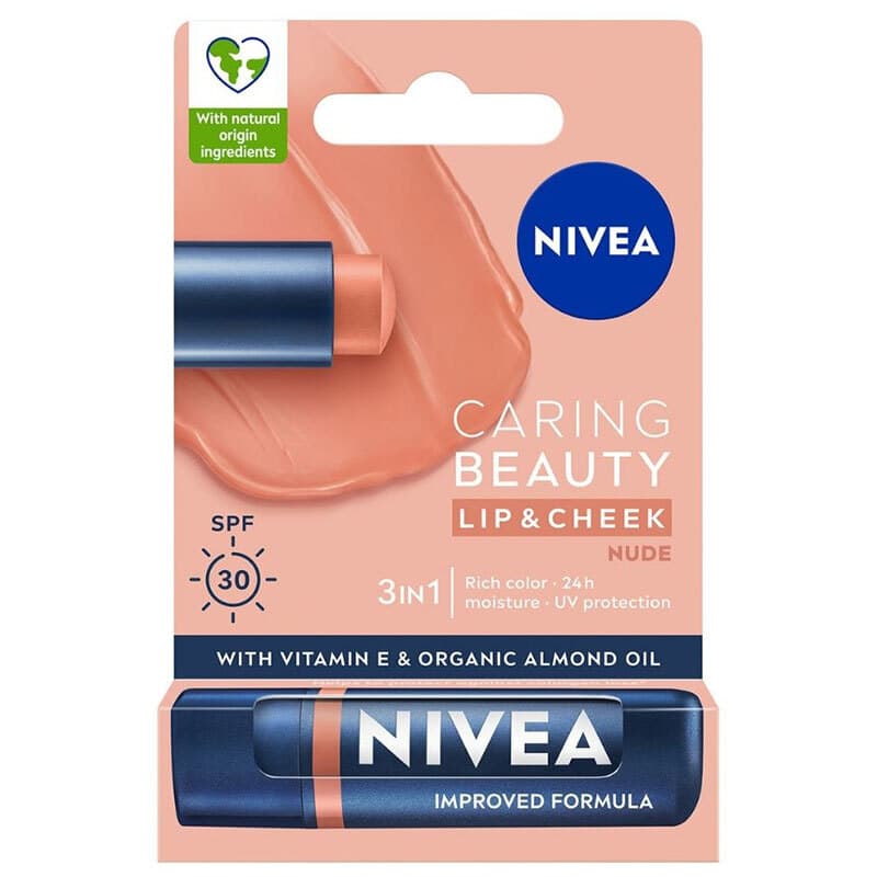 Nivea Caring Beauty Nude Spf30 lip Care Cream 4.8 gr