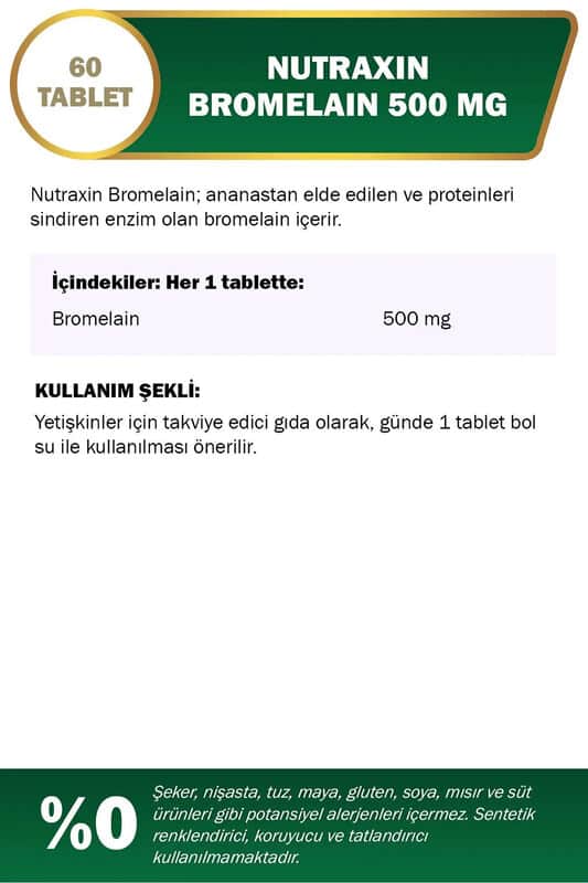 Nutraxin Bromelain 60 tablets Herbal Supplement - 2