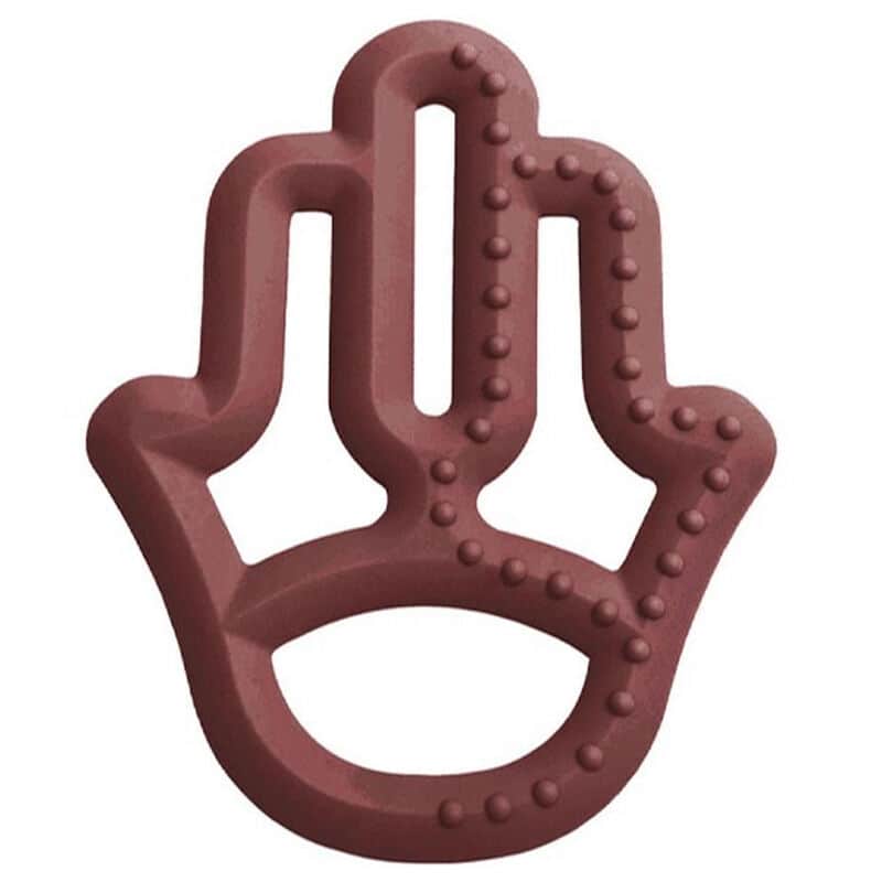 Oioi Mother's Hand Silicone Teether 3 months+ Claret Red - 1