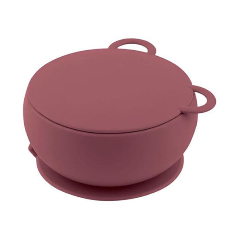 Oioi Silicone Bowl With Lid 6 months+ Claret Red