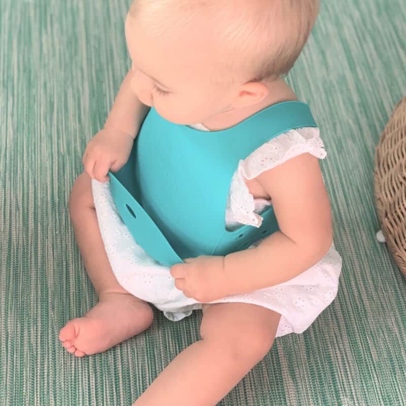 Oioi Silicone Baby Bib 6 months+ Water Green - 3
