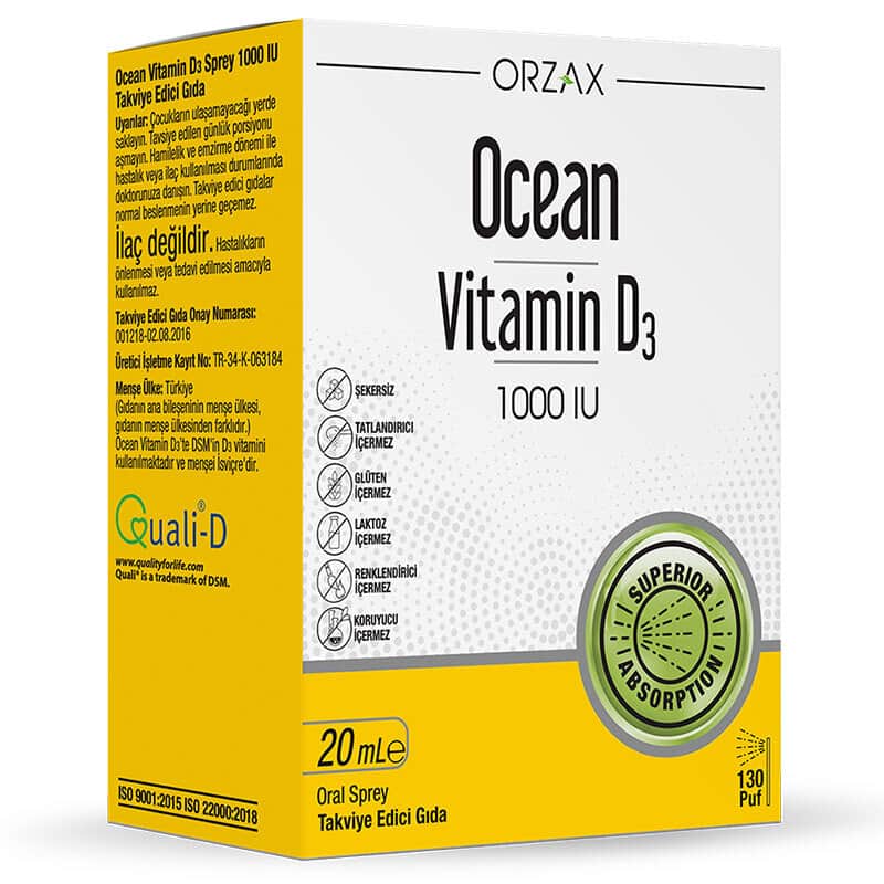 Orzax Ocean Vitamin D3 1000 iu Spray 20 ml - 1