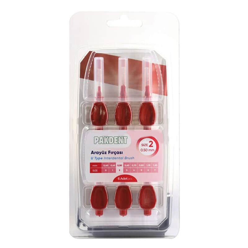 Pakdent Interdental Brush U Type 0.50 mm 6-pcs Pink - 1