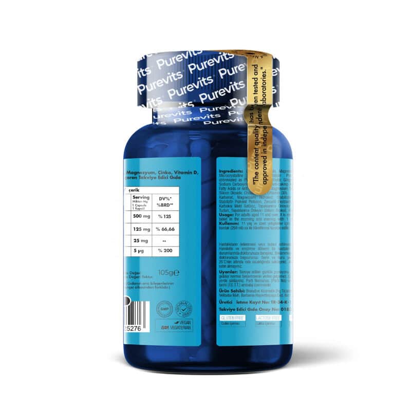 Purevits Calcium Magnesium Zinc+ Plus Vitamin D Food Supplement 60 capsules - 2