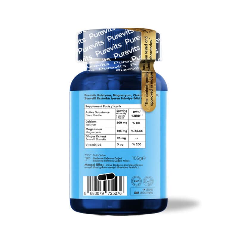 Purevits Calcium Magnesium Zinc+ Plus Vitamin D Food Supplement 60 capsules - 3