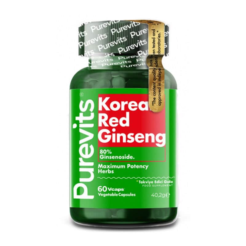Purevits Korea Red Ginseng 500 mg Food Supplement 60 vegan Capsules - 1