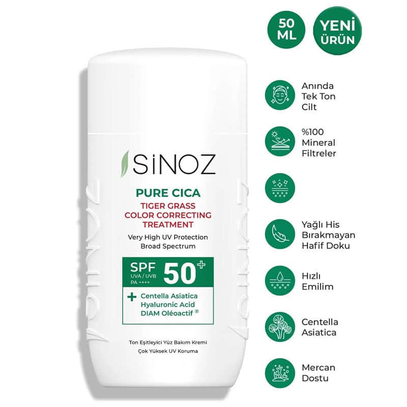 Sinoz Pure Cica Spf50+ Tone Equalizing Liquid Face Sun Cream 50 ml - 2