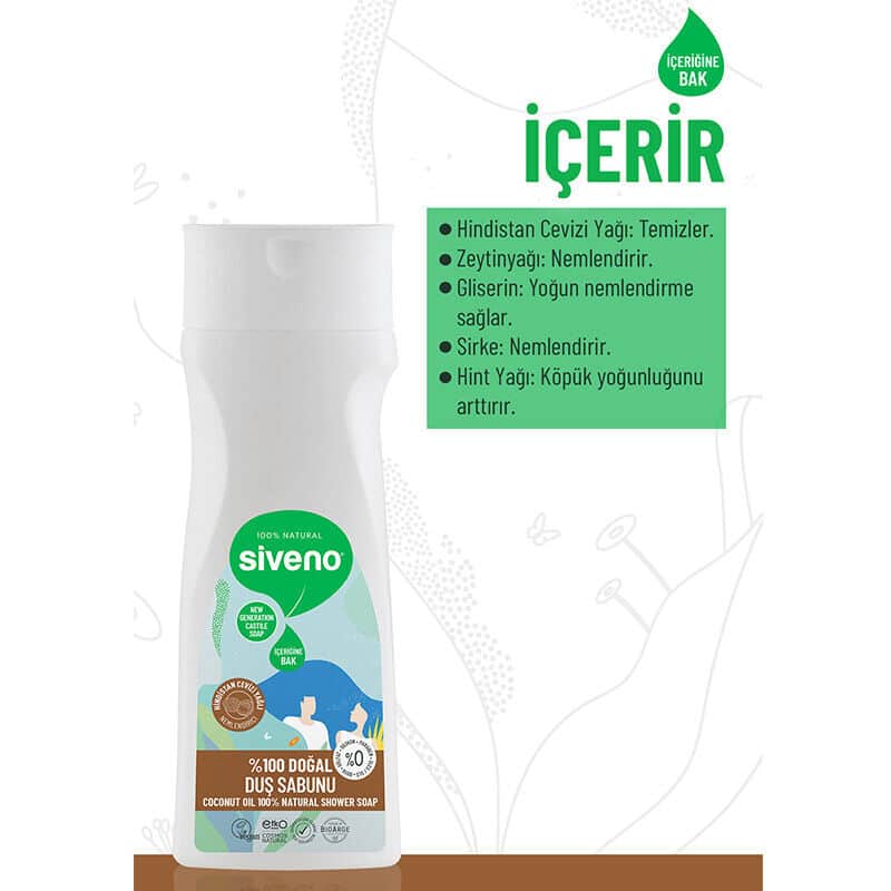 Siveno Natural Shower Soap With Coconut Oil 300 ml - 3