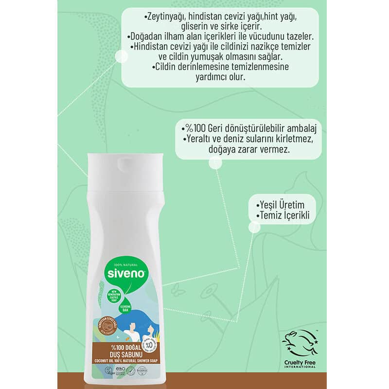 Siveno Natural Shower Soap With Coconut Oil 300 ml - 4