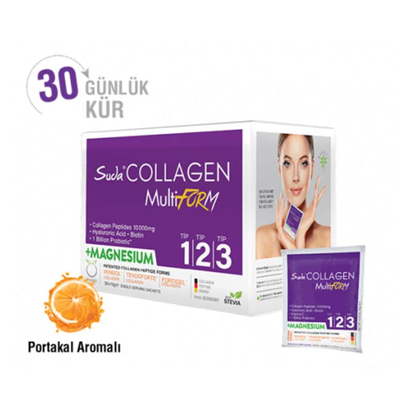 Suda Collagen Multiform+ Magnesium In Water 30 x 15 gr - Orange Flavored - 1