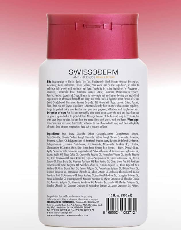 Swissoderm Anti Hair Loss Shampoo 300 ml - Normal Dry Hair Type - 3