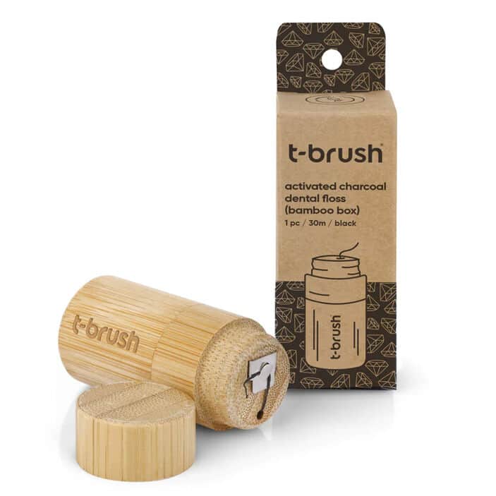 T-brush Activated Charcoal Bamboo Box Dental Floss - 1
