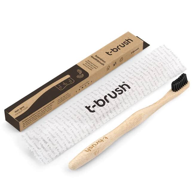 T-brush Bamboo Dental Soft Brush Medium Hard Dark Gray - 1