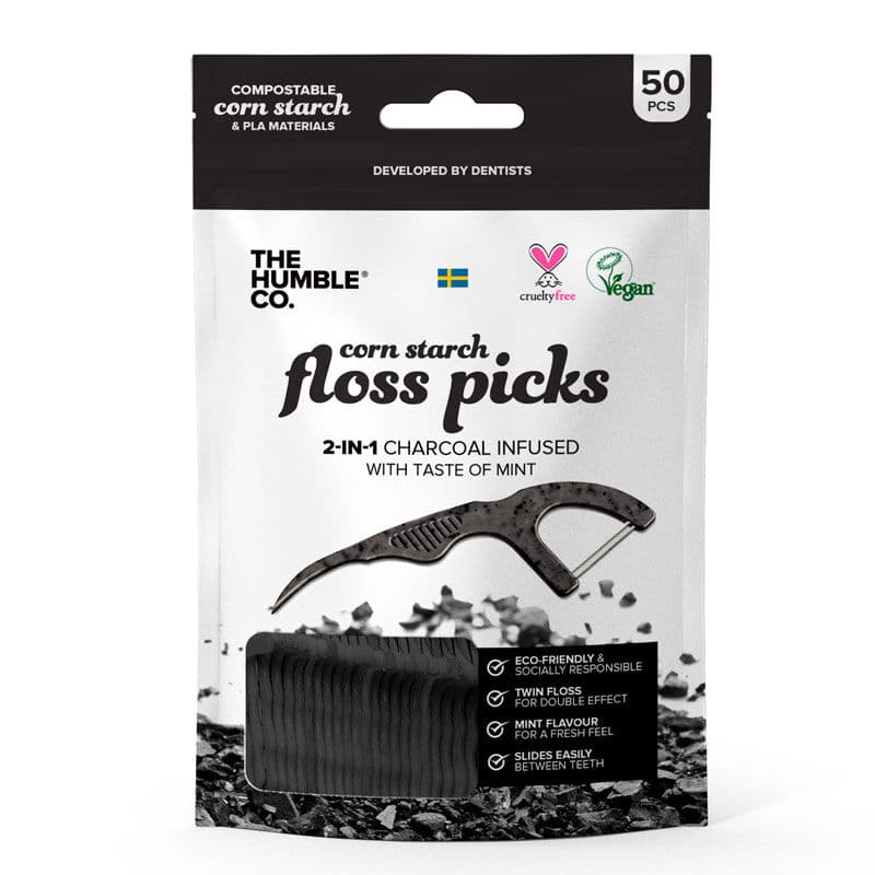 The Humble Co Charcoal Effect And Mint Flavor Dental Floss 50 pcs