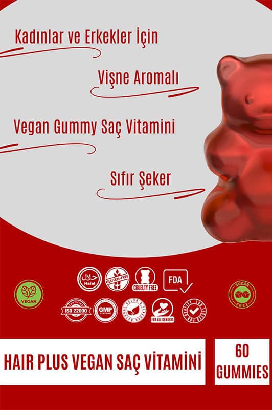 Vita Bear Hair Plus Vegan Hair Vitamin 60 gummies - 3