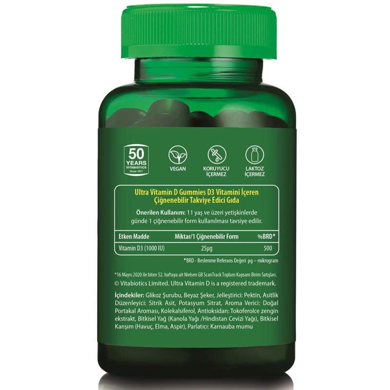 Vitabiotics Ultra Vitamin D Gummies 1000 iu 50 vegan Capsules - 2