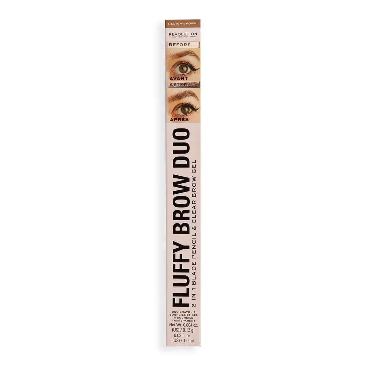 Revolution Fluffy Brow Duo Brow Pencil And Brow Mascara Medium Brown