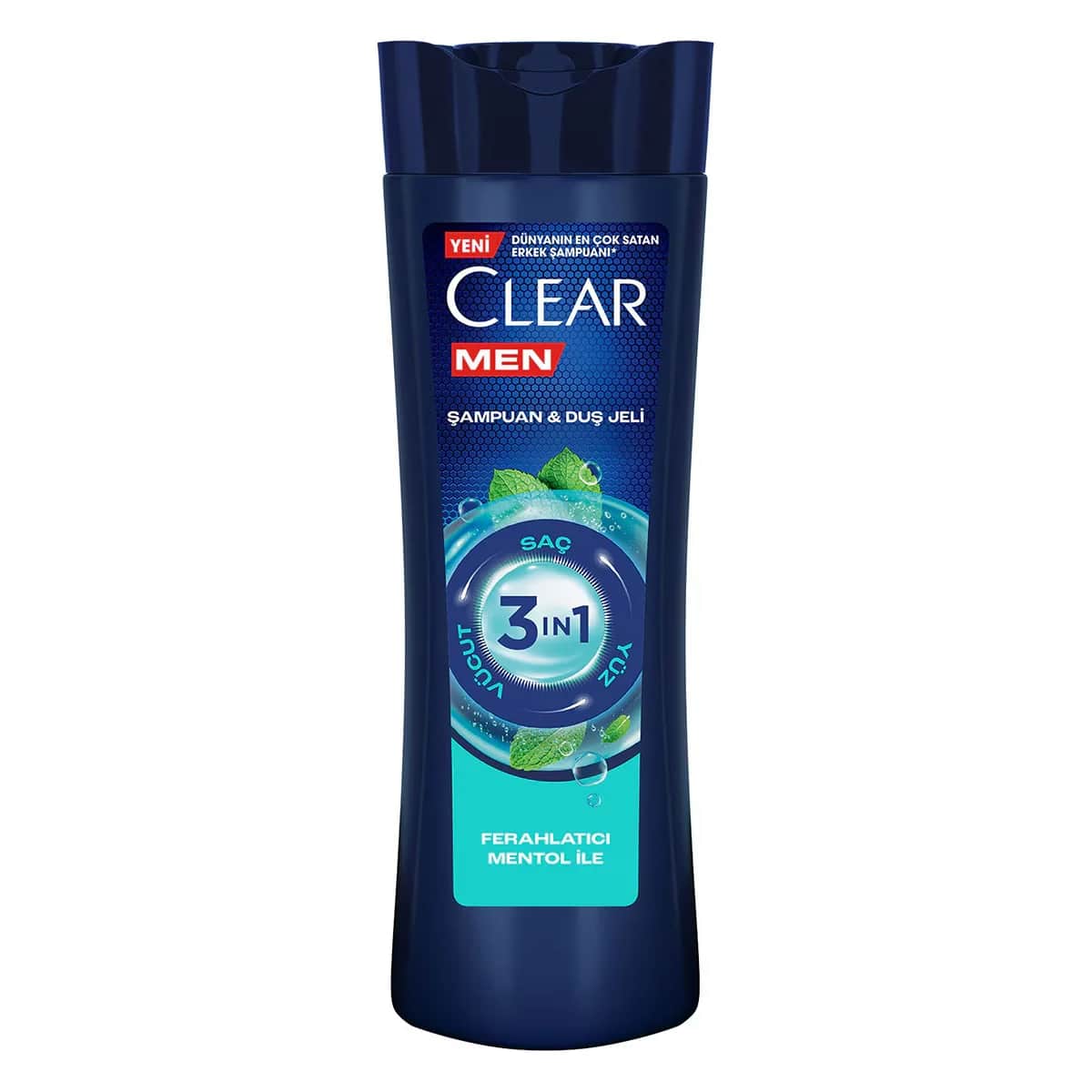 Clear Men 3 in 1 Shampoo & Shower Gel Refreshing Menthol Effect For Hair Face Body 350 ml