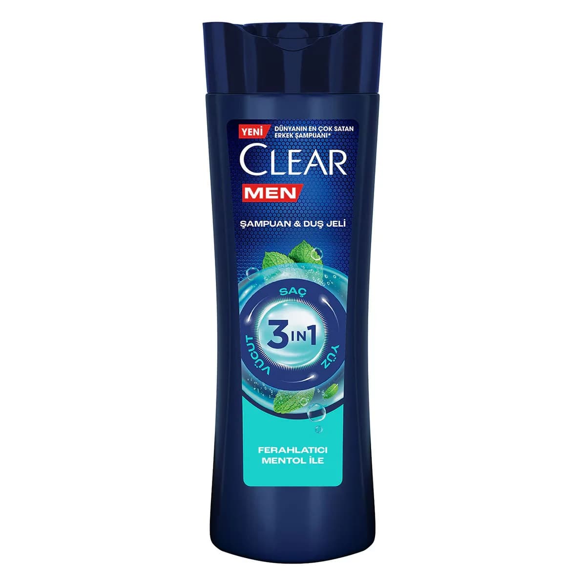 Clear Men 3 in 1 Shampoo & Shower Gel Refreshing Menthol Effect For Hair Face Body 350 ml