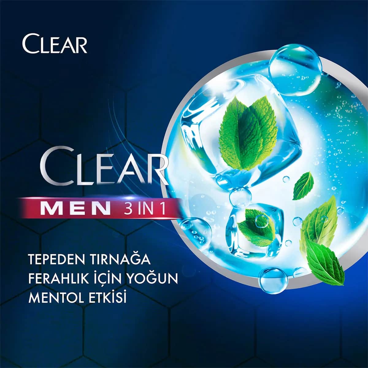 Clear Men 3 in 1 Shampoo & Shower Gel Refreshing Menthol Effect For Hair Face Body 350 ml