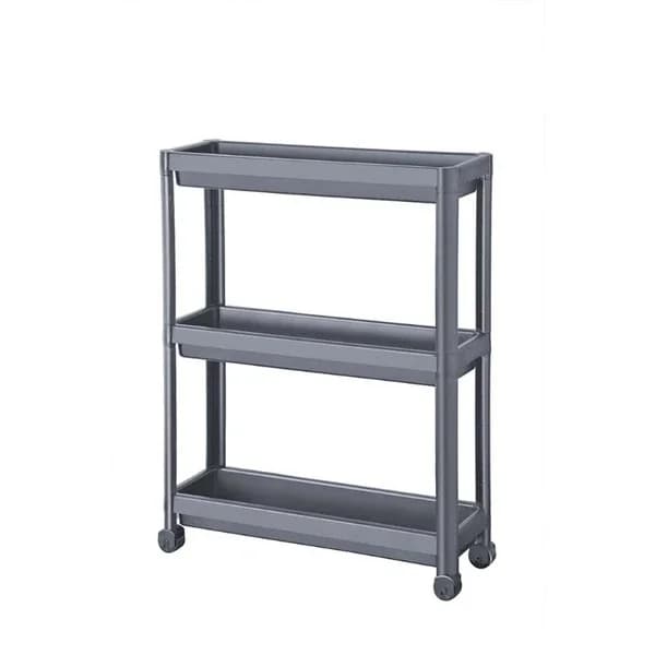 Decobella Anthracite 3 tier Narrow Shelf On Wheels