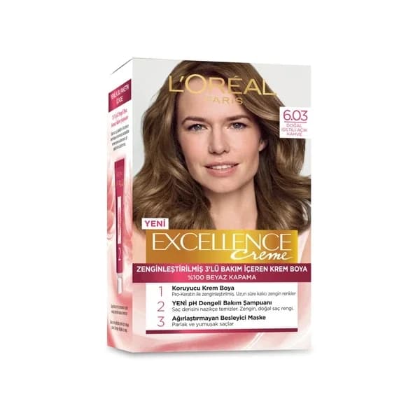 L'Oréal Paris Excellence Creme Hair Dye - 6.03 naturally Shiny Light Brown
