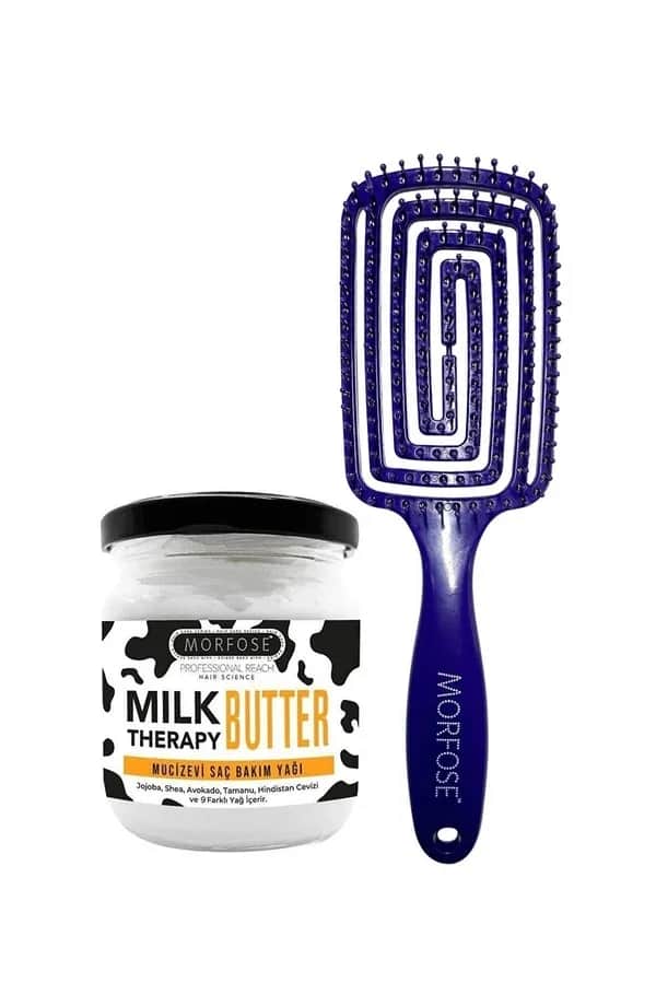 Morfose - Hair Brush+milk Therapy Butter Containing Miraculous Hair Care Cream