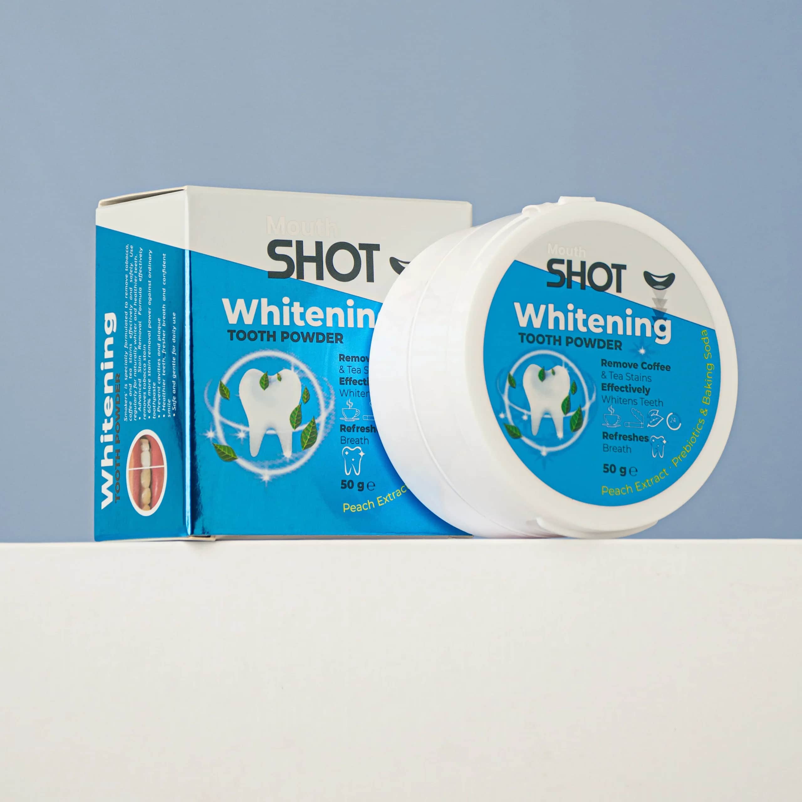 Отбеливающий зубной порошок с экстрактом персика от Mouth Shot – 50 г