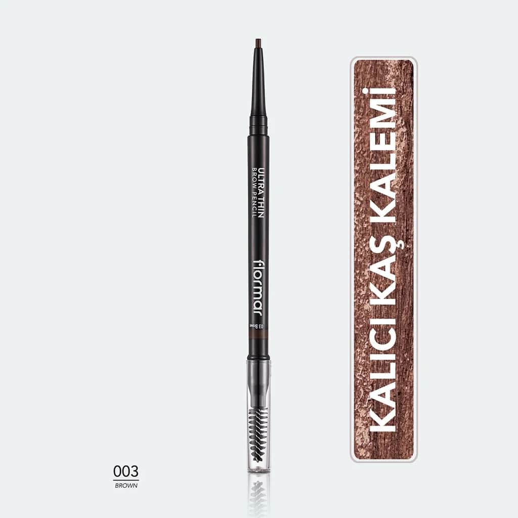 Карандаш для бровей Flormar Ultra Thin 003 Коричневый с кисточкой