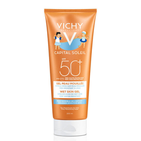 حليب فيتشي كابيتال سوليل للوجه والجسم بمعامل حماية SPF 50، 200 مل - للأطفال | Vichy