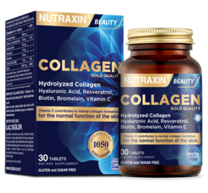 Introducing Nutraxin Beauty Collagen Gold Quality 1050 mg 30 Tablets, the perfect solution for supporting healthy skin, hair, and nails.