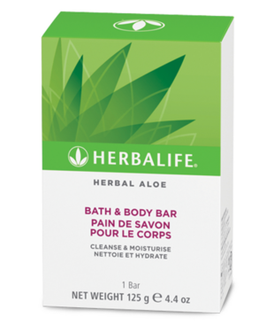 Introducing the Herbalife Herbal Aloe Bath & Body Bar 125 g, a nourishing and gentle soap enriched with aloe to cleanse and hydrate your skin.