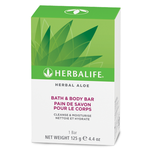 Introducing the Herbalife Herbal Aloe Bath & Body Bar 125 g, a nourishing and gentle soap enriched with aloe to cleanse and hydrate your skin.